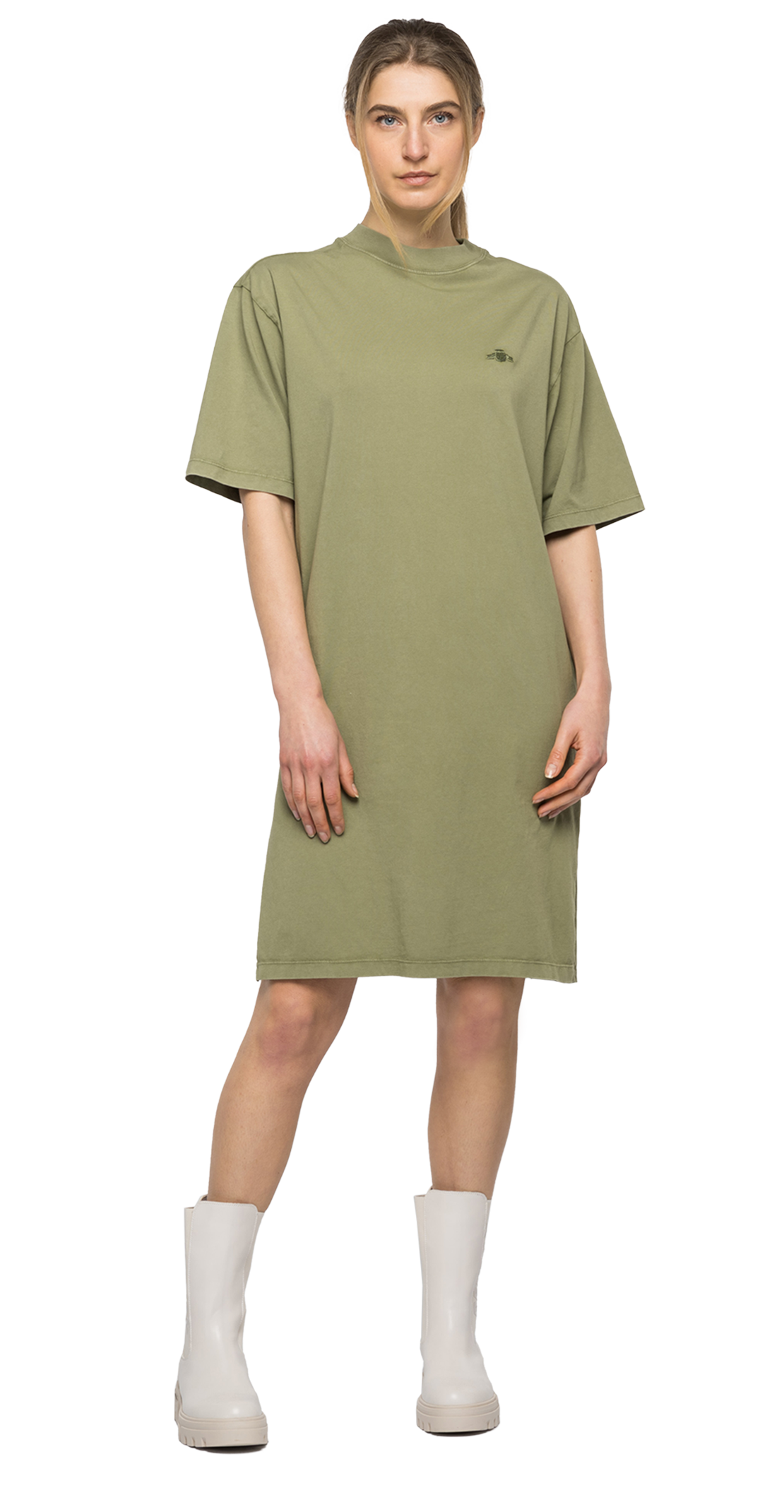 BIO PACKガーメントダイ オーガニックコットンジャージードレス 詳細画像 ミリタリーグリーン 1